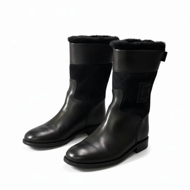 Chanel Sports Back Zip Middle Boots CC Logo Leather in Leather from The Reluxe, photo 1 of 1