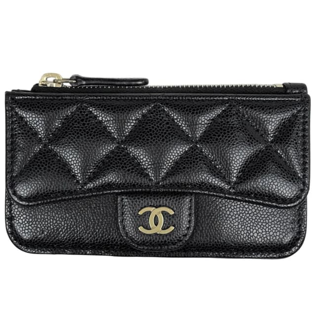 Chanel CC Logo Coin Purse Card Case Quilted Caviar Leather Black AP in Black Caviar leather from The Reluxe, photo 1 of 1