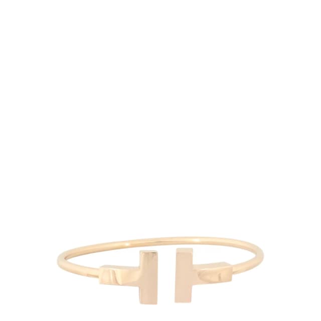 Tiffany & Co. T Wide Wire 18k Rose Gold Bracelet in Pink from Luxe.It.Fwd, photo 1 of 1