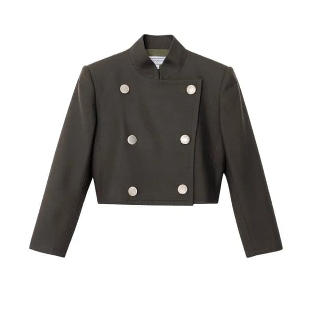Saint Laurent Double Breasted Jacket Short Coat Dark Green Wool M in Green Wool from The Reluxe, photo 1 of 1