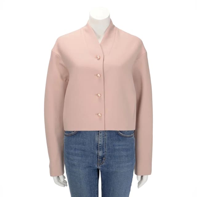 Dior Cropped Collarless Jacket FR 42 in Dusty Pink Wool from Blue Spinach, photo 1 of 1