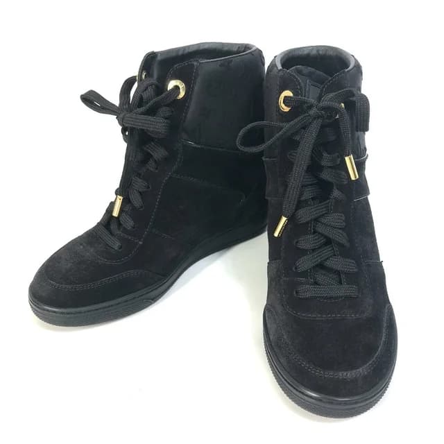 Louis Vuitton Monogram High-Top Sneakers, Suede, Women's, Black in Black Suede from Elady, photo 1 of 1