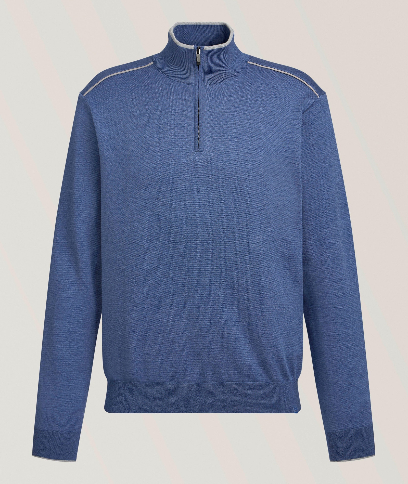 Paul & Shark Tipped Silk-Cotton Quarter-Zip Sweater in Blue Silk & Silk Blends, image 1 of 1 from Harry Rosen