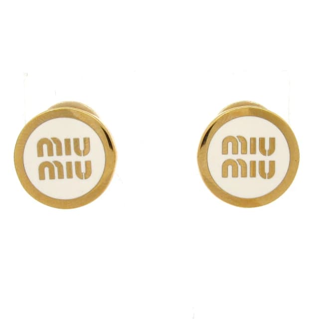 Miu Miu Earrings Gold White in White from The Reluxe, photo 1 of 1