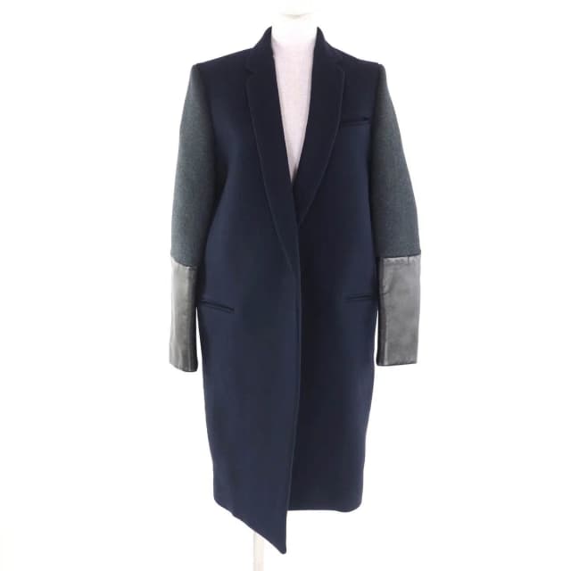 Celine Wool Phoebe Philo Era Leather Front Open Crombie Coat in Wool from The Reluxe, photo 1 of 1