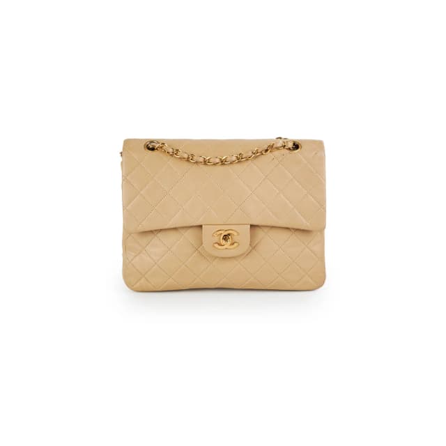 Chanel Vintage Square Double Flap Beige Lambskin - Series 1 in Beige Lambskin from The Purse Affair, photo 1 of 1