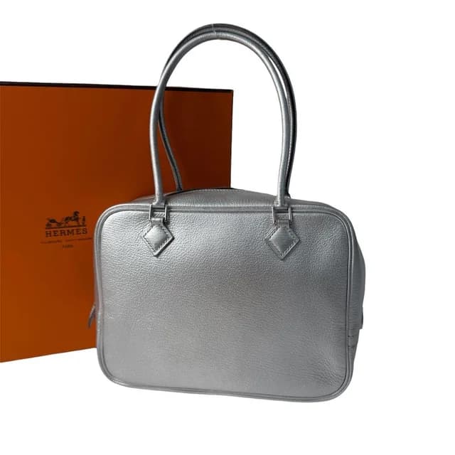 Hermès Mini Plume 20 Olympic Limited Silver Handbag in Silver Leather from The Reluxe, photo 1 of 1
