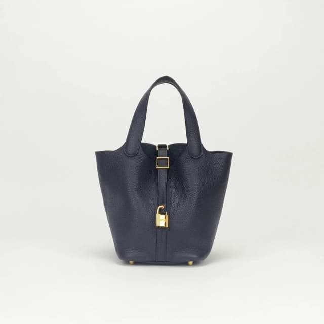 Hermès Picotin Lock PM 18 Tote Bag Taurillon Clemence Blue Indigo Blueindigo in Blue Clemence leather from The Reluxe, photo 1 of 1