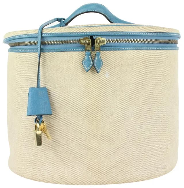 Hermès Blue Jean Leather x Toile Intercity Vanity Tote Bag in Blue Leather from Bagriculture, photo 1 of 1