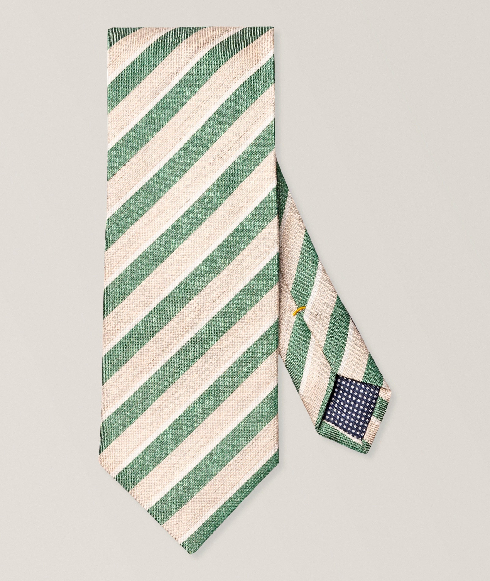 Eton Striped Woven Linen-Silk Tie in Green Silk & Silk Blends, image 1 of 1 from Harry Rosen