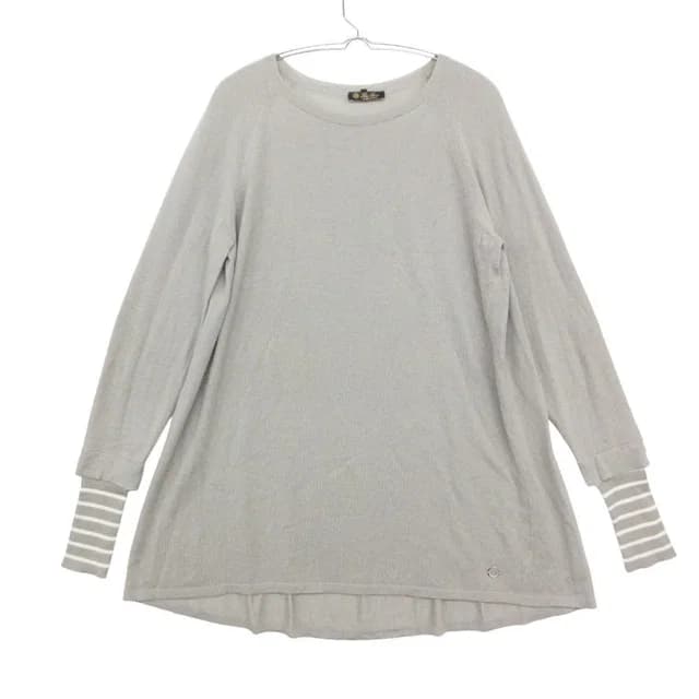 Loro Piana Knit Cashmere Sweater Long Sleeve Contrast Border Layered Style Gray in Grey Cashmere from The Reluxe, photo 1 of 1