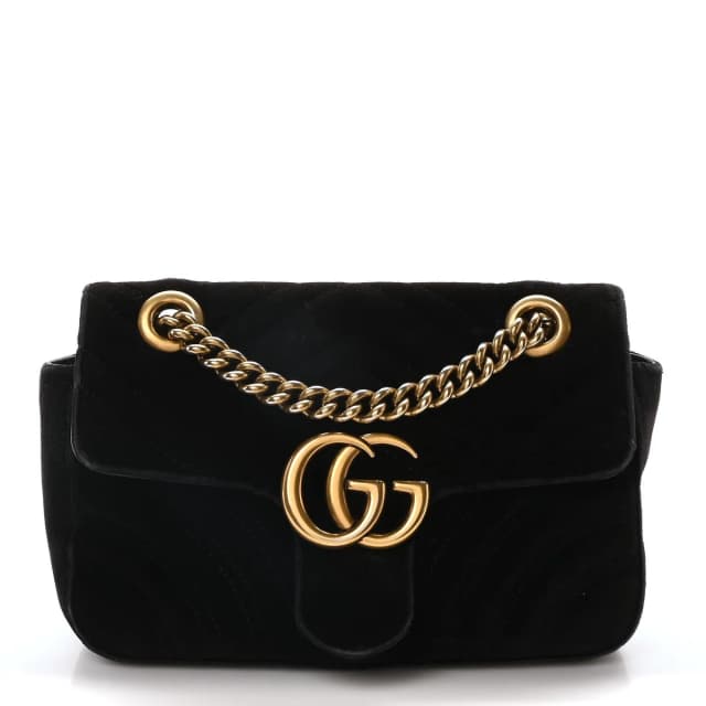 Gucci Velvet Matelasse Medium GG Marmont Shoulder Bag - Black in Black Velvet from H&T, photo 1 of 1