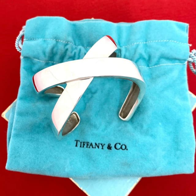 Tiffany & Co. Vintage Graffiti Cuff Bracelet 925 Sterling Silver Bangle in Silver from The Reluxe, photo 1 of 1
