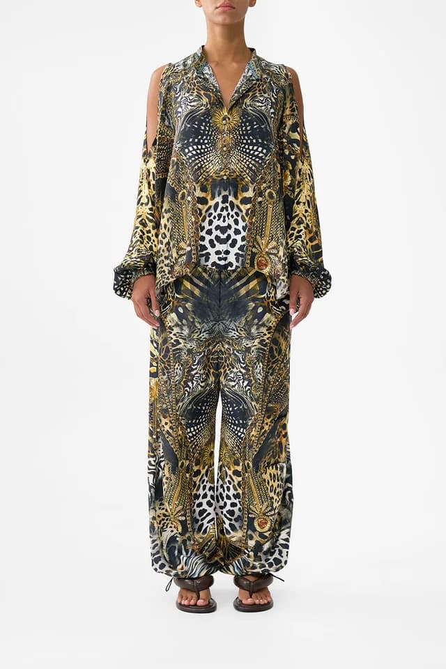 Camilla eBoutique MANDARIN COLLAR COLD SHOULDER BLOUSE FELINE FOLKLORE, image 1 of 1 from CAMILLA