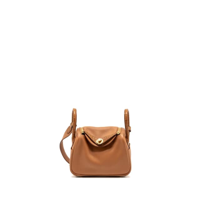 Hermès touch mini lindy Swift/alligator Mississippiensis Matte Gold GHW stamp Z in Gold Swift leather from EMIER, photo 1 of 1