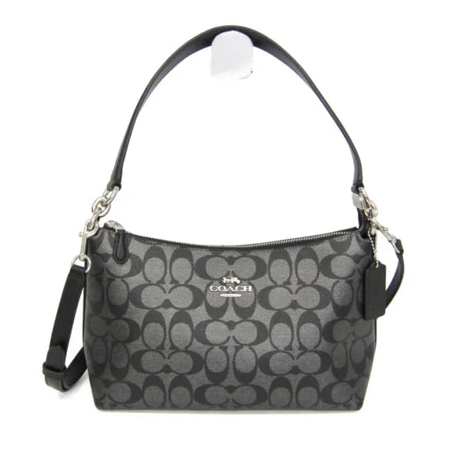 Coach Signature Teri F89201 Women's Coated Canvas,Leather Shoulder Bag Black,Gray in Black/Gray Coated canvas , Leather from Elady, photo 1 of 1