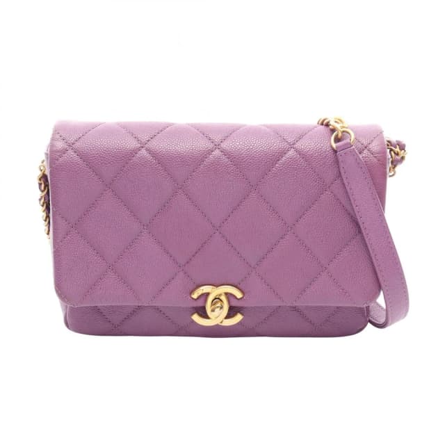 Chanel Shoulder Bag Quilted Small Flap Purple Calfskin Chain in Purple Calfskin from The Reluxe, photo 1 of 1