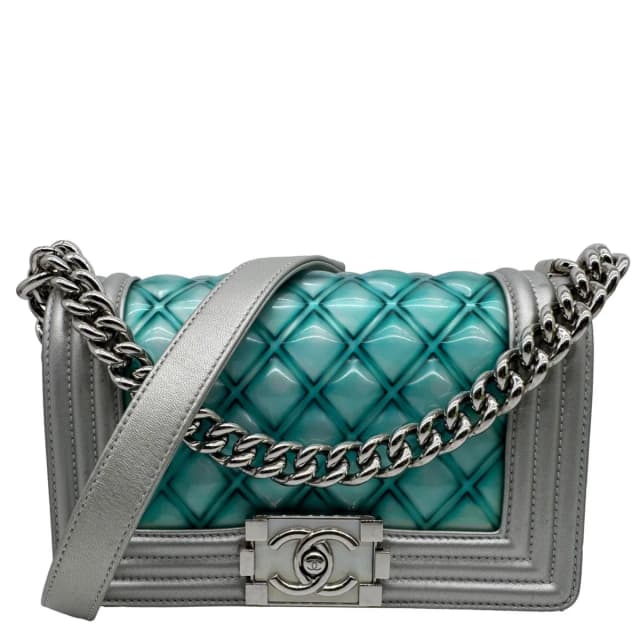 Chanel Water Boy Flap Small Quilted PVC Iridescent Leather Shoulder Bag Blue in Blue Leather from Dallas Designer Handbags, photo 1 of 1