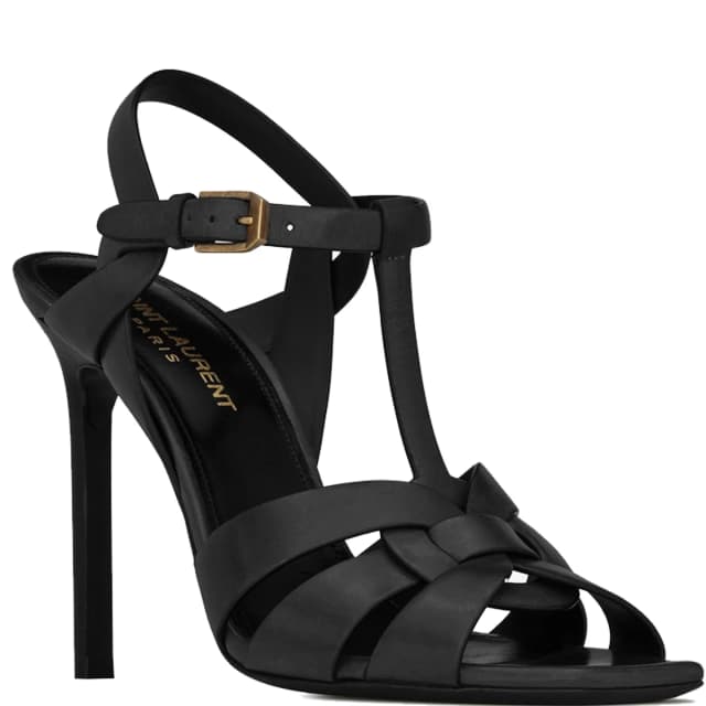 SAINT LAURENT Tribute Sandal 105 Nappa, Black, image 1 of 1 from Cultstatus