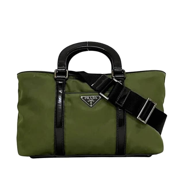 Prada 2-Way Shoulder Bag Khaki Green Tessuto Nylon Leather in Green Nylon from The Reluxe, photo 1 of 1