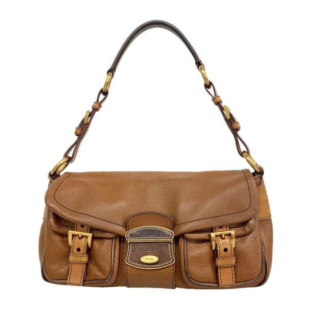 Prada Shoulder Bag Leather Brown Gold in Brown Leather from The Reluxe, photo 1 of 1