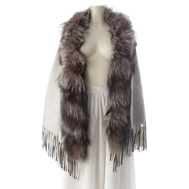Fendi Cashmere Leather Fur Poncho Gray Cape in Grey Cashmere from The Reluxe, photo 1 of 1
