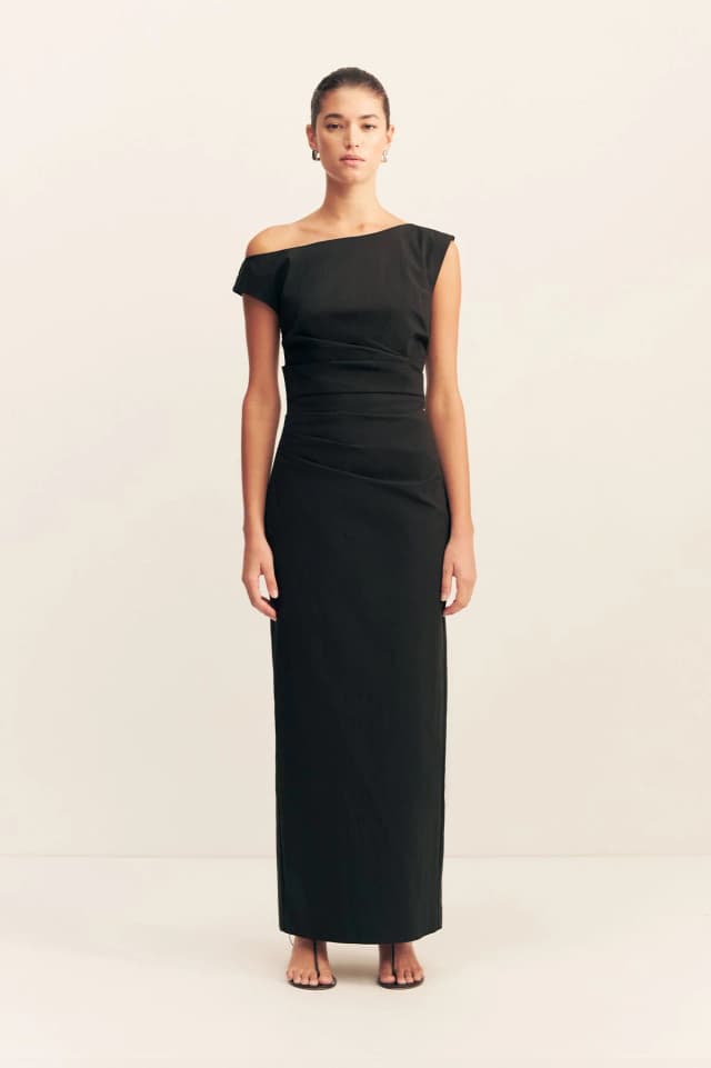 Shona Joy CAMPBELL OFF SHOULDER MAXI DRESS - BLACK, image 1 of 1 from Shona Joy