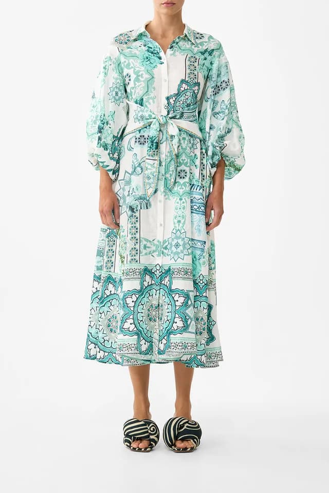Camilla eBoutique WAIST TIE SHIRT DRESS WITH BUBBLE SLEEVE BALEARIC BEBÉ, image 1 of 1 from CAMILLA