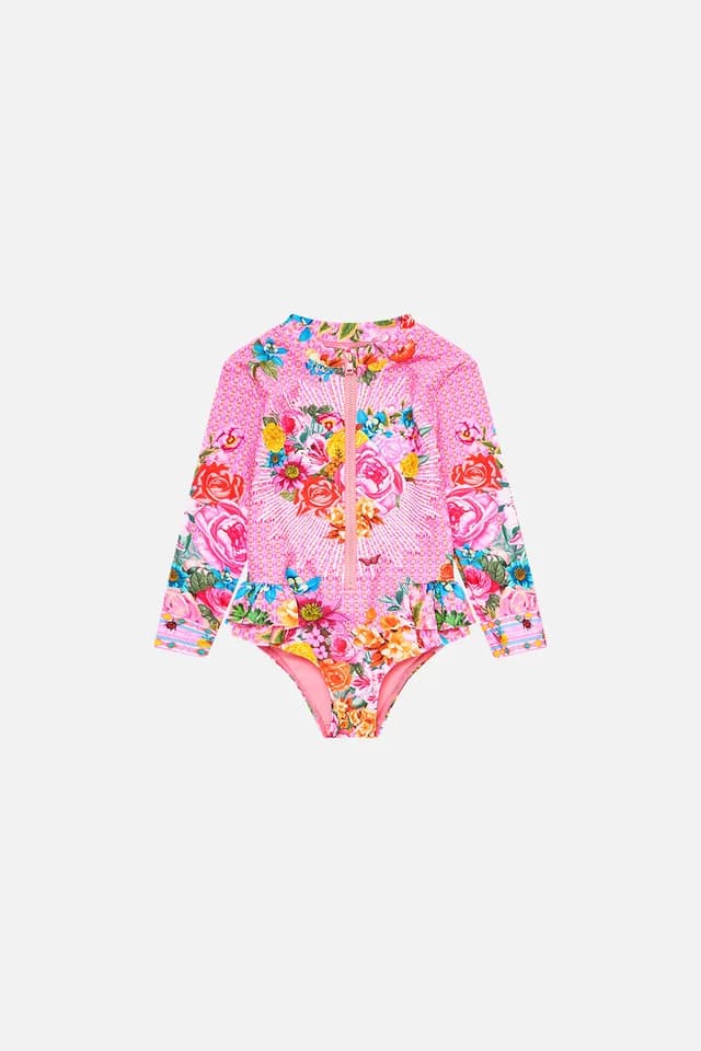 Camilla eBoutique BABIES ZIP FRONT PADDLE SUIT WITH FRILL BACK ILLUSTRATION NATION, image 1 of 1 from CAMILLA