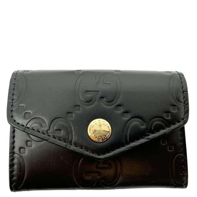 Gucci Snap Gilbert Jumbo GG Calfskin Embossed Leather Men's Wallet Black 772792 in Black Calfskin from Dallas Designer Handbags, photo 1 of 1