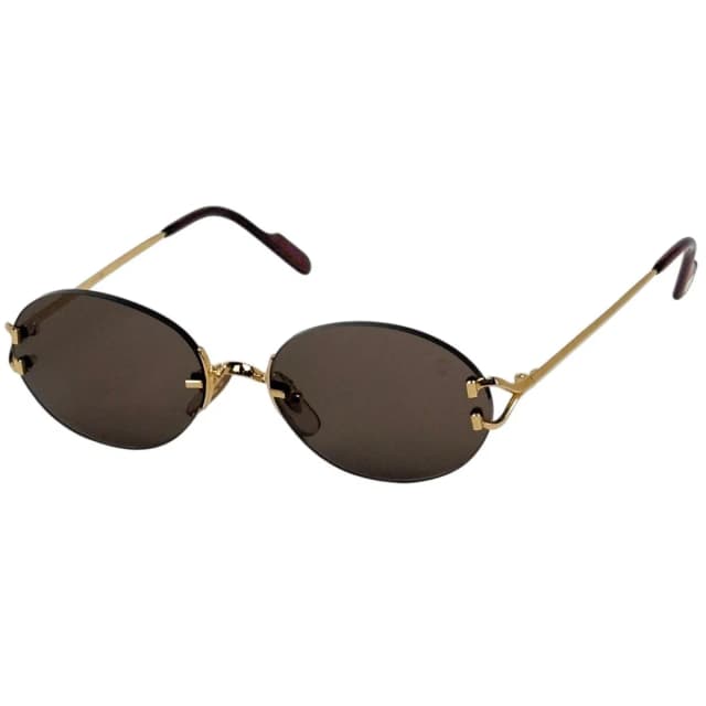 Cartier Logo Sunglasses Eyewear Rimless Brown Gold in Brown from The Reluxe, photo 1 of 1