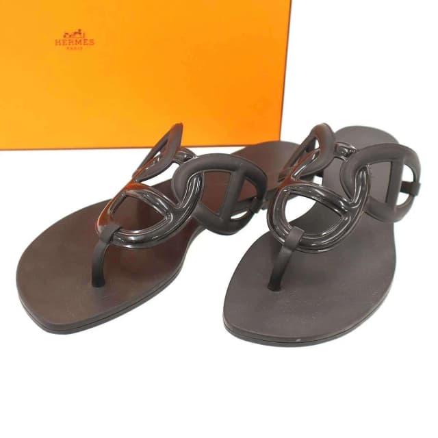 Hermès Egerie Sandals Black in Black from The Reluxe, photo 1 of 1
