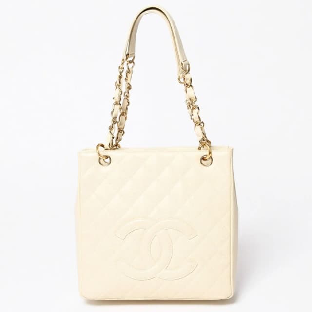 Chanel Petit Timeless Tote Bag Quilted Caviar Leather Light Beige CC Logo in Beige Caviar leather from The Reluxe, photo 1 of 1