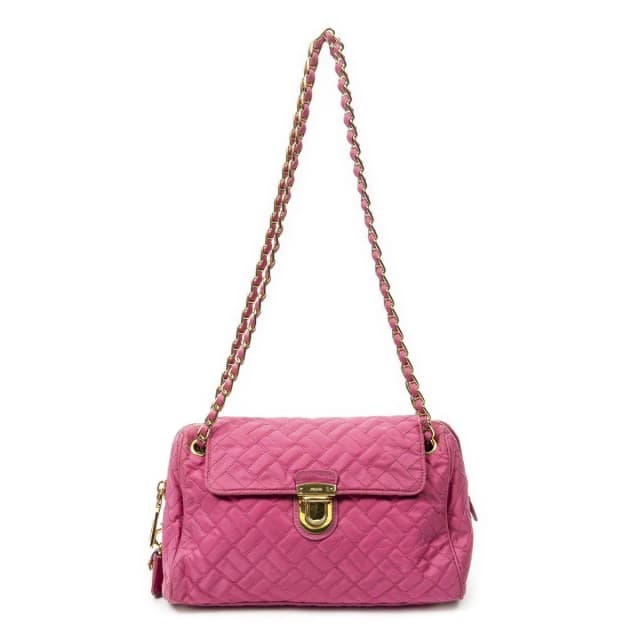 Prada Chain Shoulder Pink Matelasse Nylon Canvas Messenger Bag in Pink Canvas from The Reluxe, photo 1 of 1