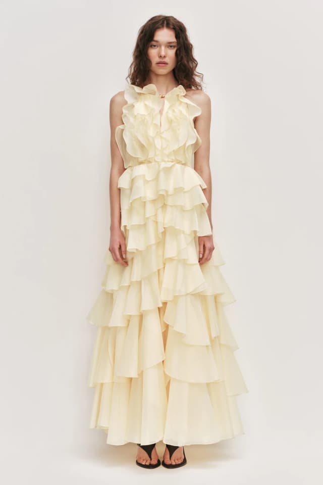 AJE Cleo Gown in BUTTER, image 1 of 1 from Aje