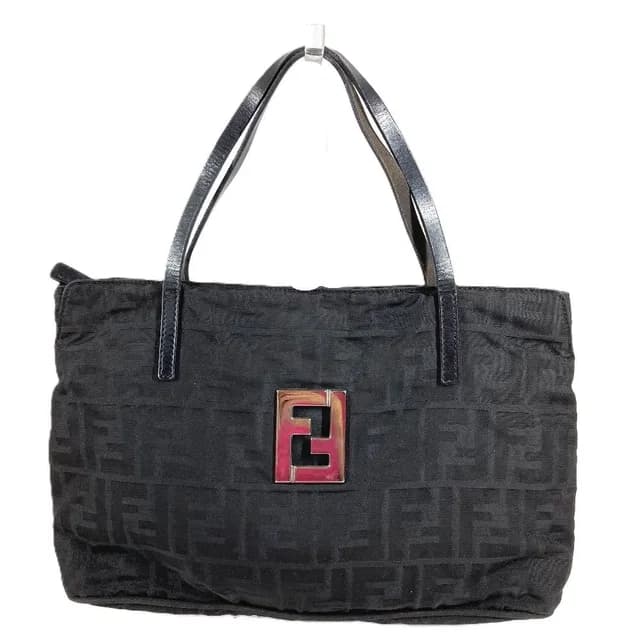 Fendi Handbag FF Logo Leather Nylon Black in Black Nylon from The Reluxe, photo 1 of 1