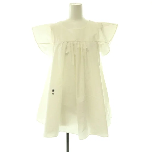 Dior Bee Embroidery Huipil Cotton Silk Blouse French Sleeve Pullover White DO in White Silk from The Reluxe, photo 1 of 1