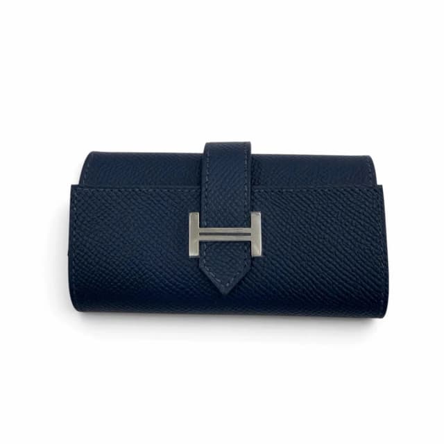 Hermès Bearn Veau Epsom Silver H Logo Key Case Blue Navy Key Holder in Navy Epsom leather from The Reluxe, photo 1 of 1