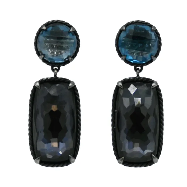 David Yurman Chatelaine Blue Topaz & Black Orchid Drop Earrings in Black from Clotheshorse Anonymous, photo 1 of 1