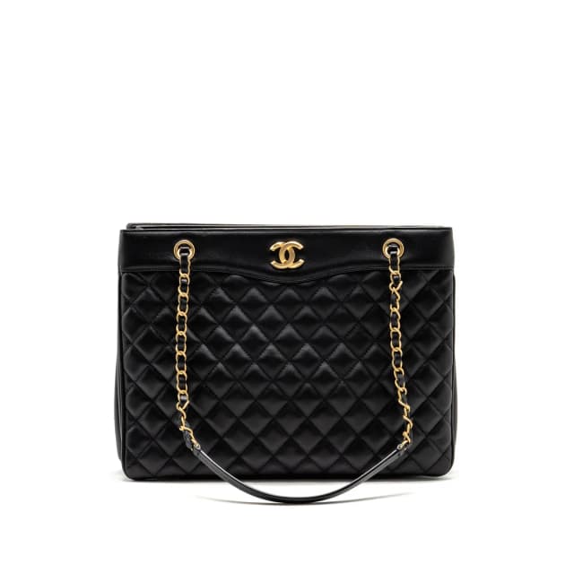 Chanel Quilted Shopping Tote Bag Calfskin Black GHW in Black Calfskin from EMIER, photo 1 of 1