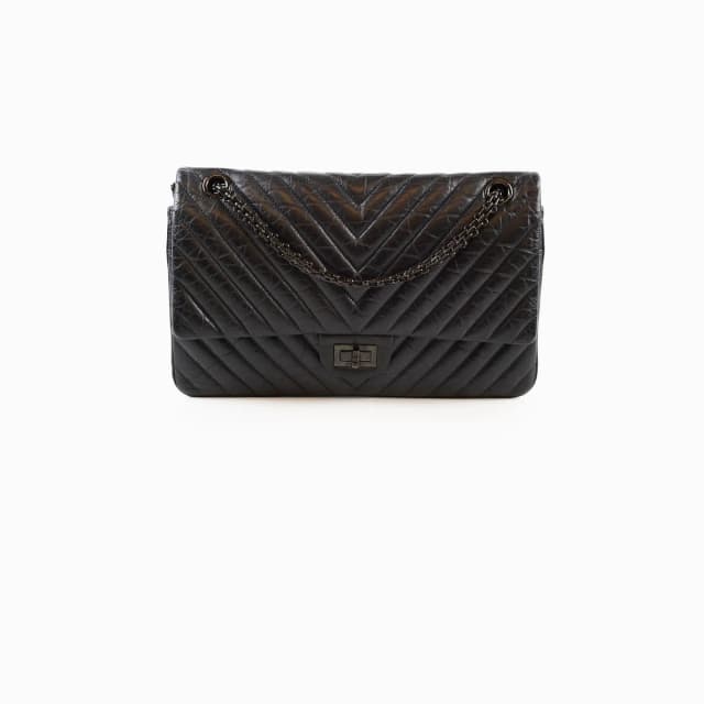 Chanel So Black Reissue 2.55 Flap Chevron Lambskin in Black Lambskin from The Purse Affair, photo 1 of 1