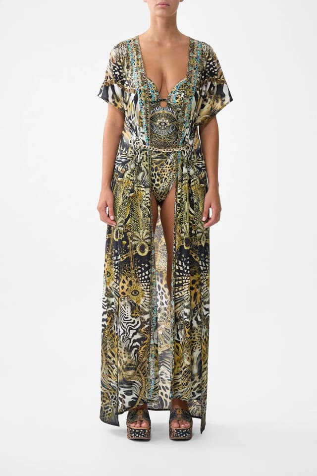 Camilla eBoutique FRONT SPLIT BEACH MAXI DRESS WITH CHAIN FELINE FOLKLORE, image 1 of 1 from CAMILLA
