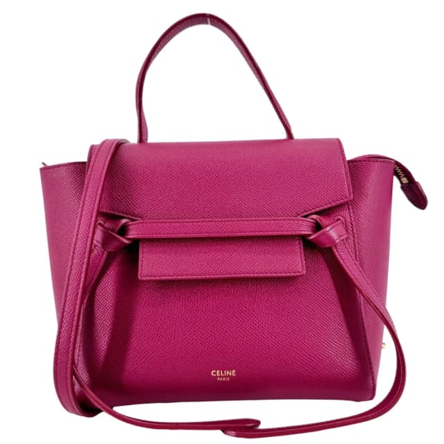 Celine Micro Belt Grained Calfskin Leather Shoulder Bag Burgundy in Burgundy Caviar leather from Dallas Designer Handbags, photo 1 of 1