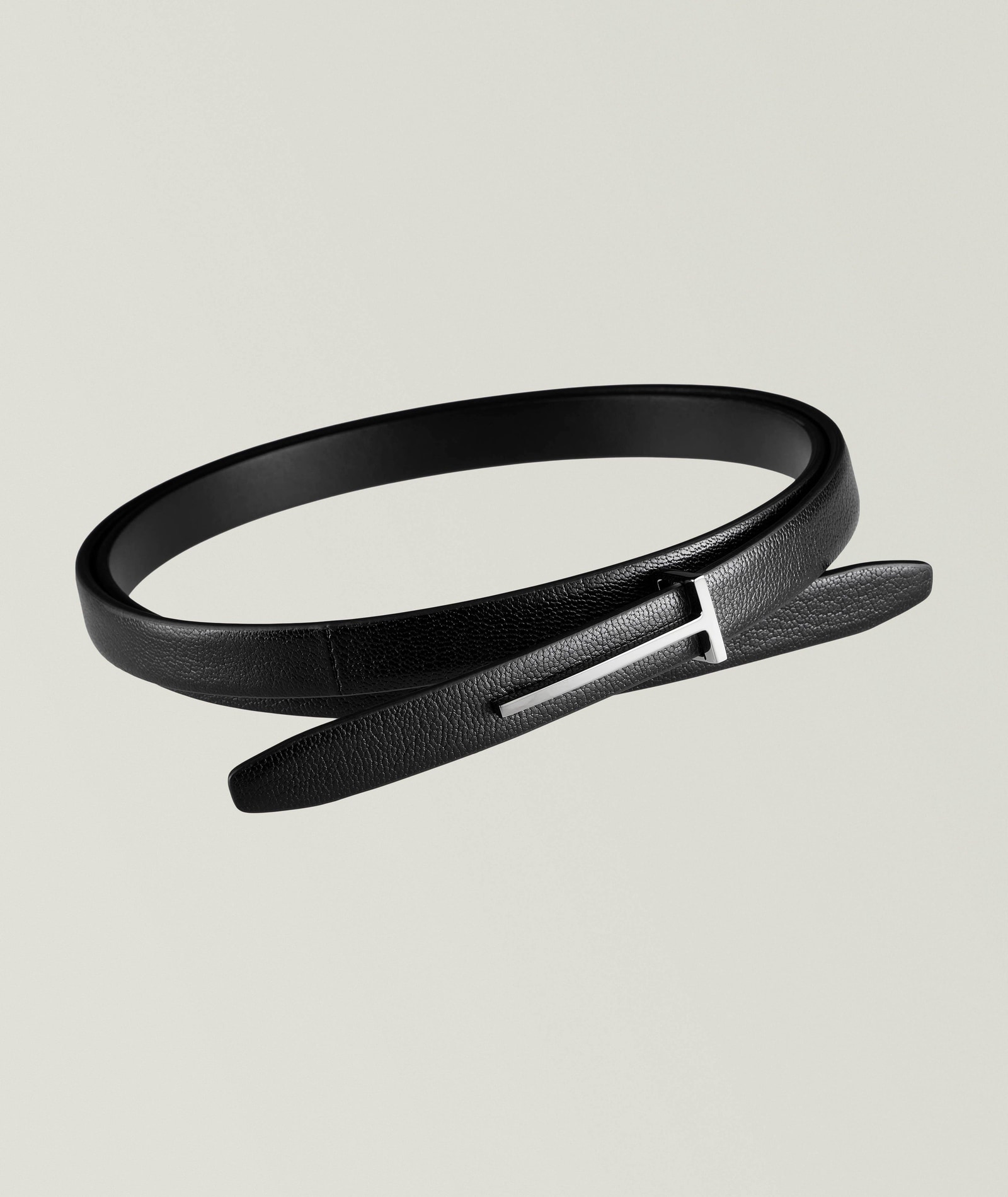 TOM FORD Slim Grained Leather Belt in Black Leather, image 1 of 1 from Harry Rosen