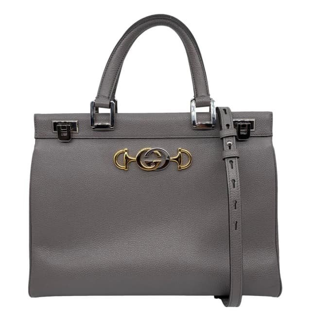 Gucci Zumi Medium Grainy Leather Top Handle Shoulder Bag Grey 564714 in Grey Leather from Dallas Designer Handbags, photo 1 of 1