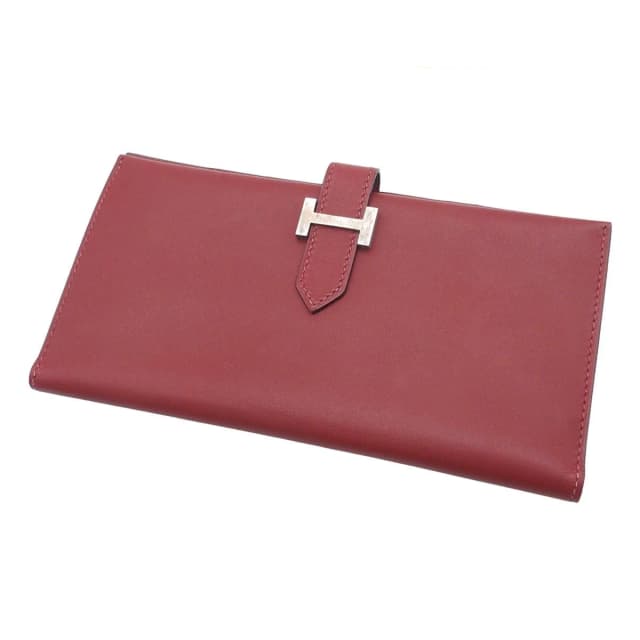 Hermès Bearn Classic Rouge Ash Silver Chamonix Wallet in Red from The Reluxe, photo 1 of 1