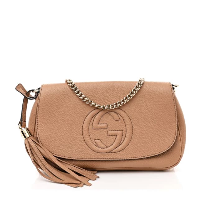 Gucci Soho Flap Shoulder Pebbled Calfskin Bag - Caramel in Calfskin from H&T, photo 1 of 1