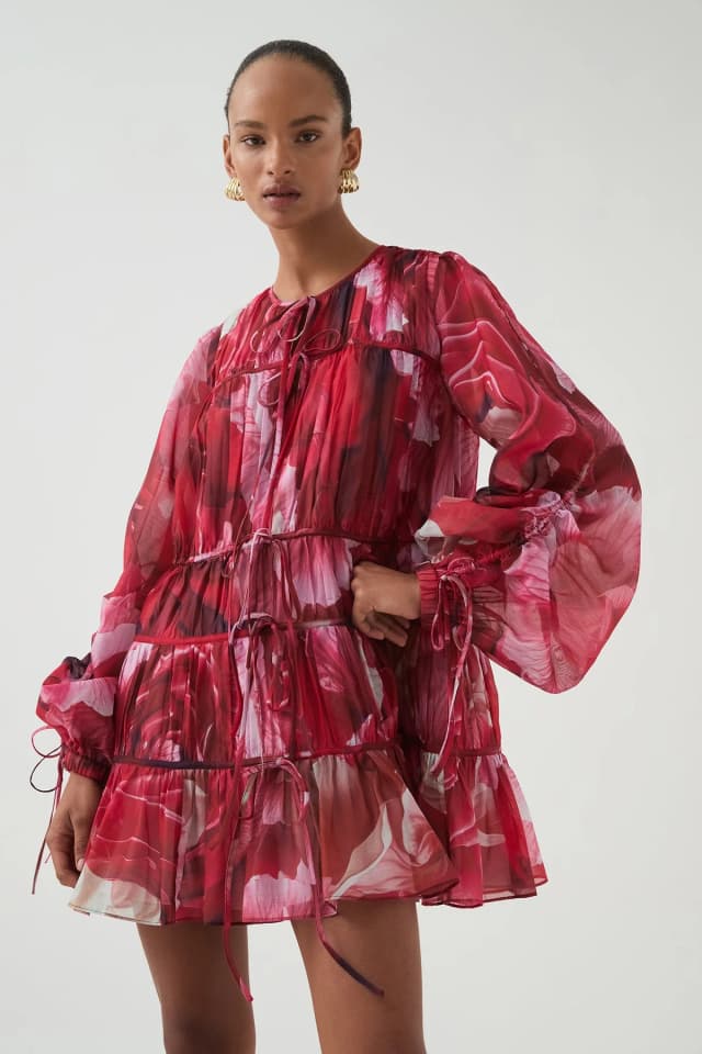 AJE Flora Mini Dress in PRISMATIC FLORAL RED, image 1 of 1 from Aje