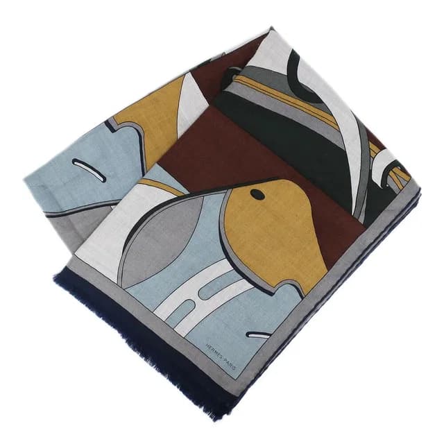 Hermès Heaven Shawl Rectangle Gray Multicolor Cashmere Silk Scarf in Grey Silk from The Reluxe, photo 1 of 1