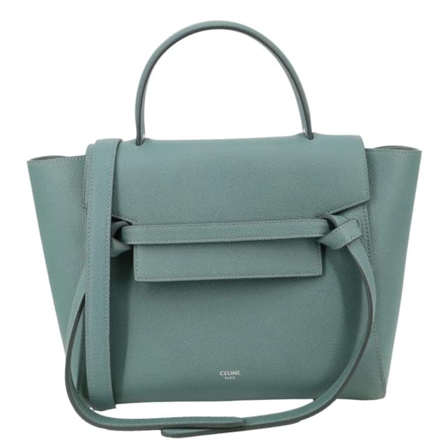 Celine Micro Belt Grained Leather Shoulder Bag Sage Green in Green Caviar leather from Dallas Designer Handbags, photo 1 of 1